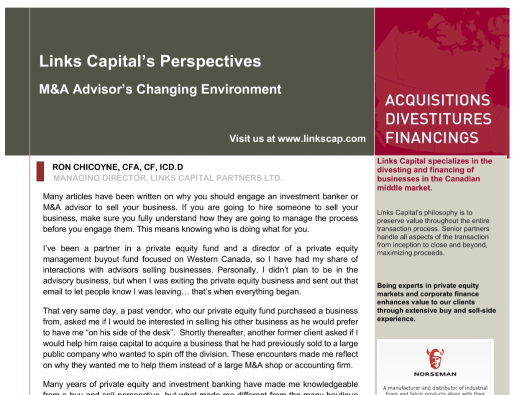 Links Capital's Perspectives | M&A Advisor's Changing Environment